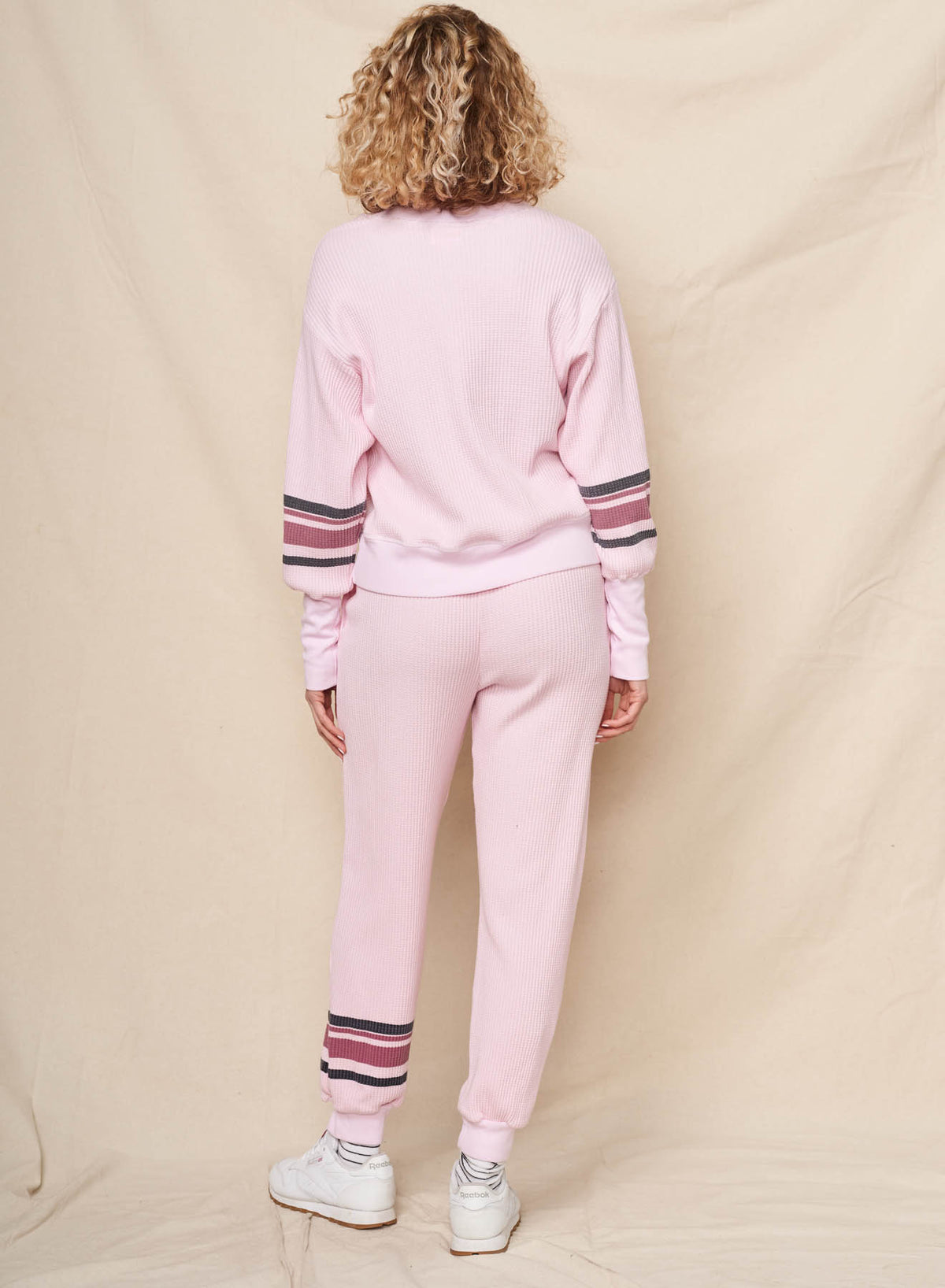 Sundry Love Oversized Popover &amp; Heart Sun Stripes Jogger in Ballerina Pink