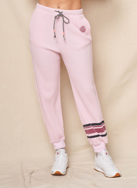 Sundry Heart Sun Stripes Jogger in Ballerina Pink