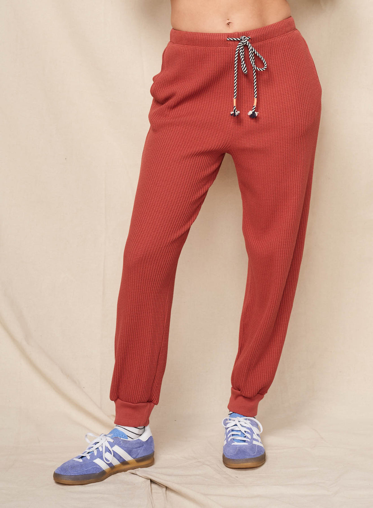 Sundry Bonjour Embroidery Oversized Popover &amp; Jogger in Burnt Brick