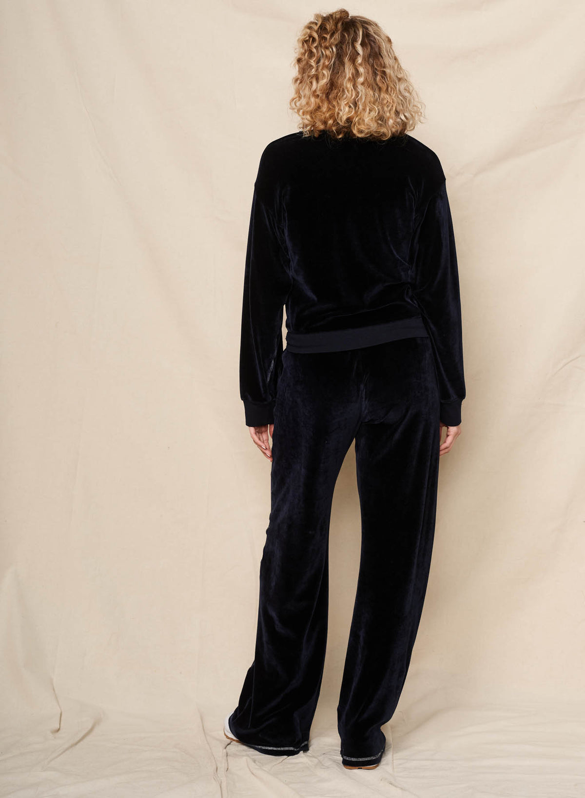 Sundry Velour Sweatshirt in Deep Navy