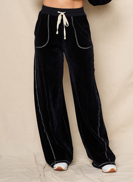 Sundry Velour Lounge Pant in Deep Navy