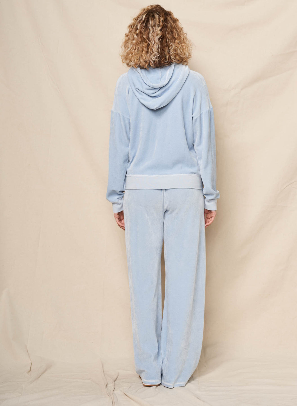 Sundry Velour Zip Hoodie in Blue Wash