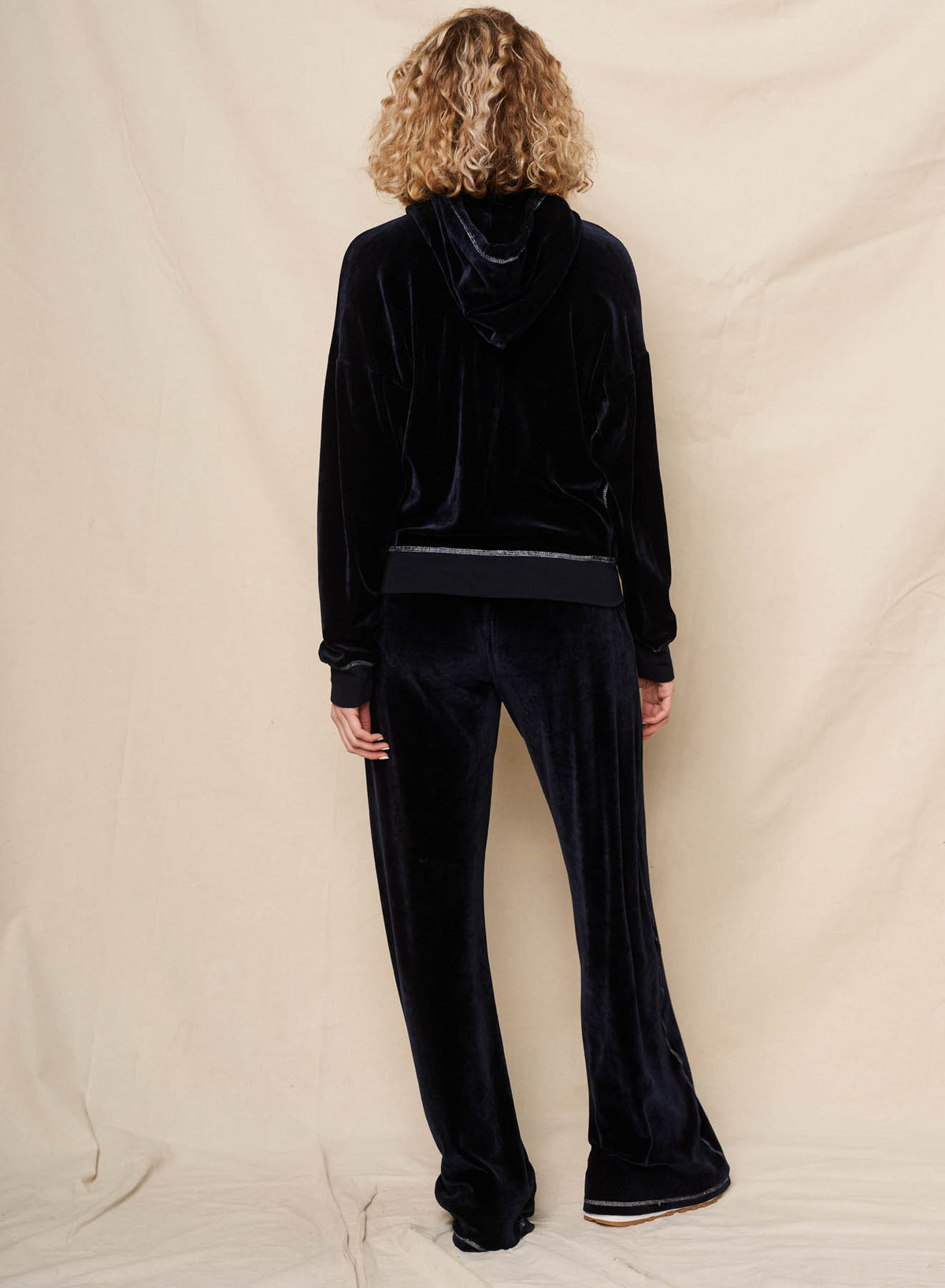 Sundry Velour Zip Hoodie &amp; Velour Lounge Pant in Deep Navy