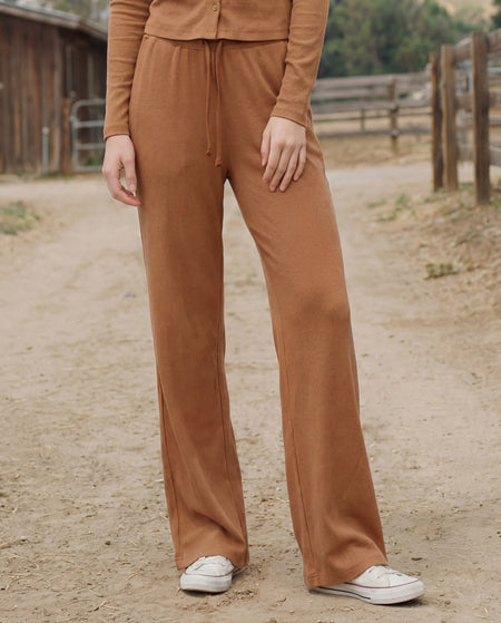 Sundry Lounge Straight Leg Pant in Bronze