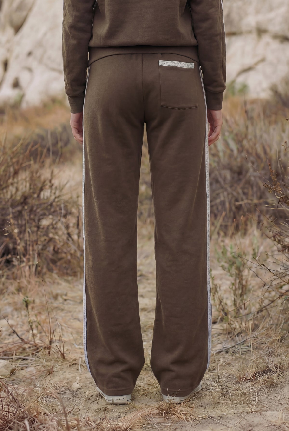Sundry Straight Leg Track Pant with Novelty Trim Stripes in Dark Olive
