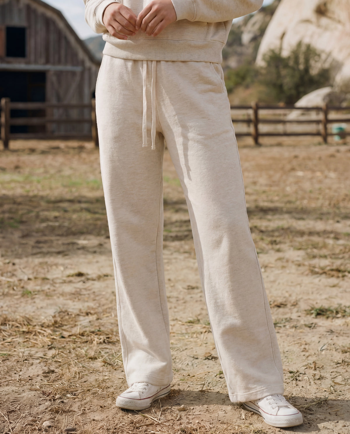 Sundry 5 Pocket Track Pant in Oatmeal Heather