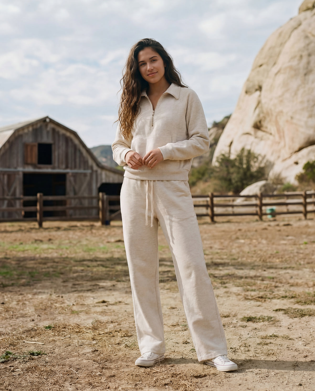 Sundry 5 Pocket Track Pant in Oatmeal Heather