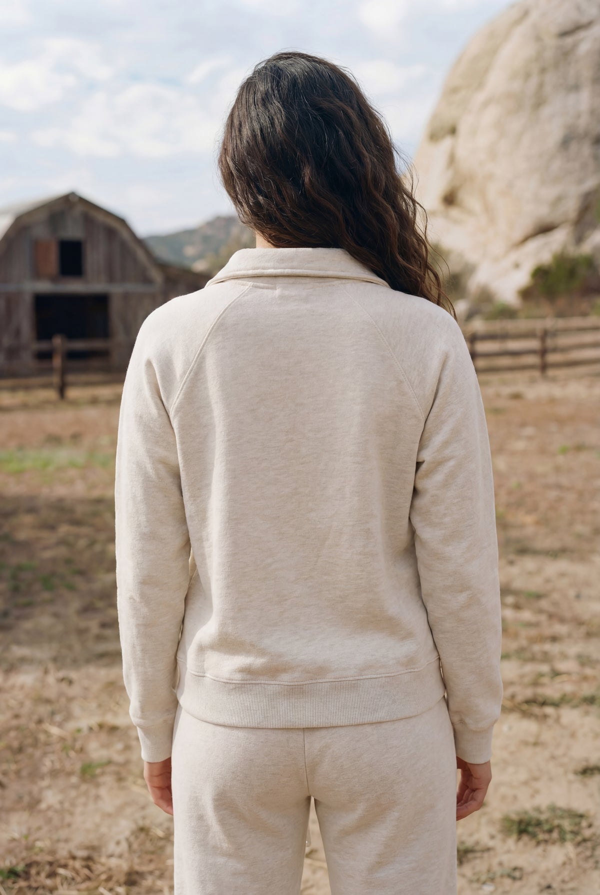 Sundry Half Zip Sweatshirt in Oatmeal Heather