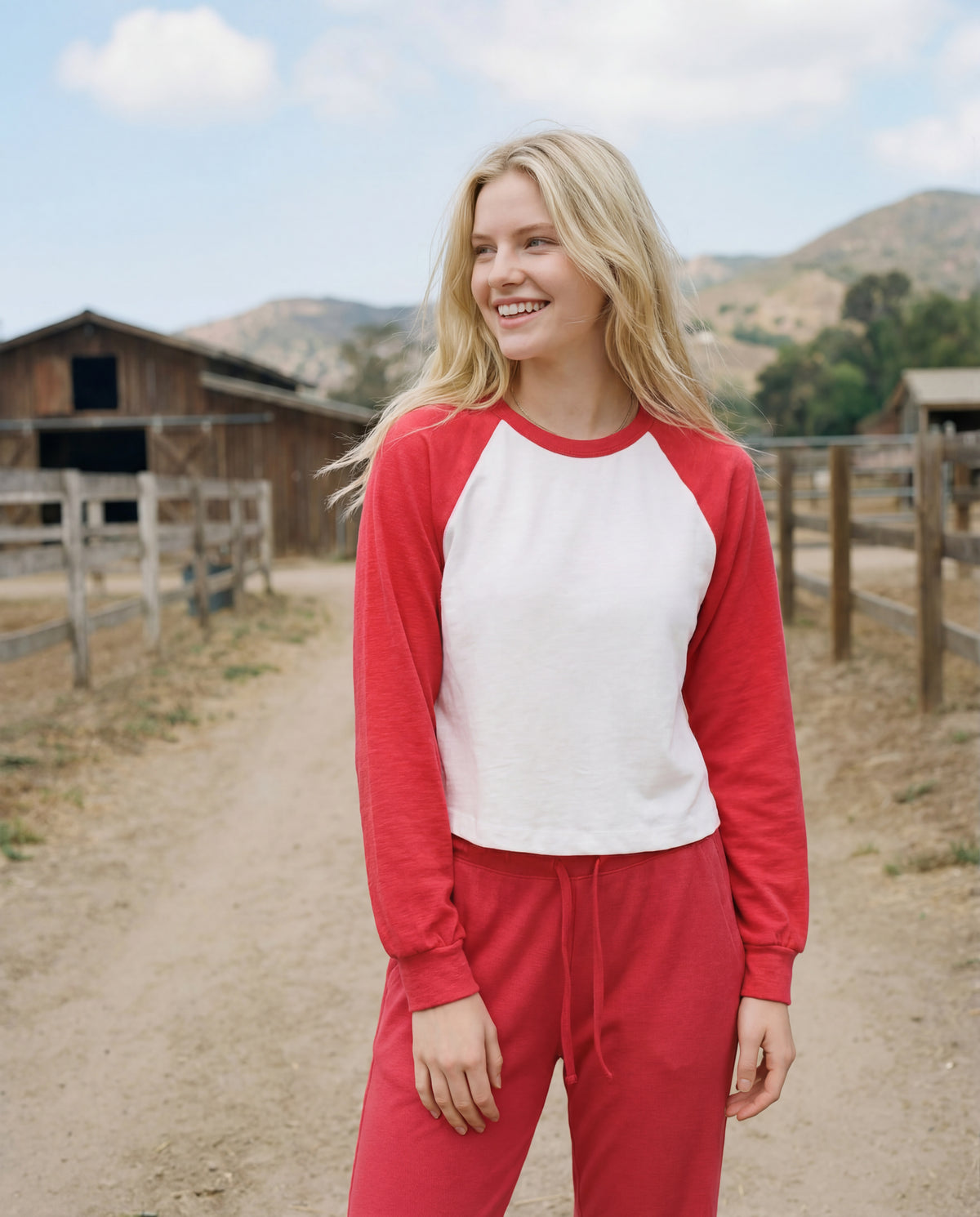Sundry Cropped Boyfriend Baseball Shirt in Optic White