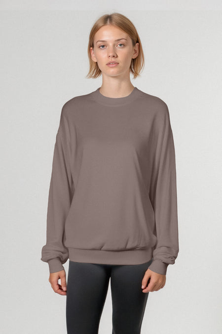 Sundry Softest Fleece Crewneck Sweatshirt in Latte