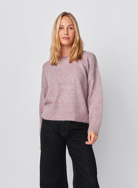 Sundry Baseball Stitch Pullover Sweater in Mauve