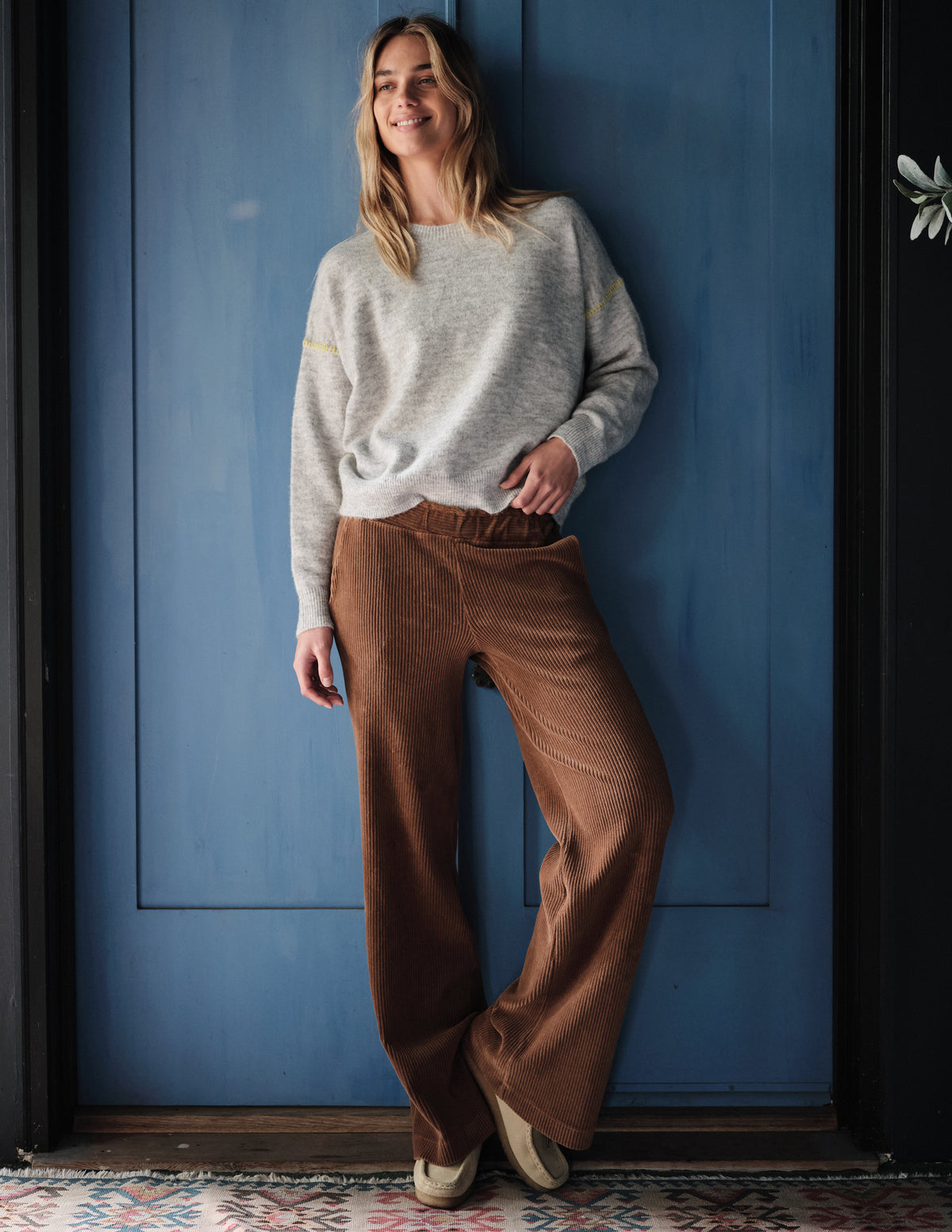 Sundry Oversized Sweater in Moonstone/Lime-campaign image