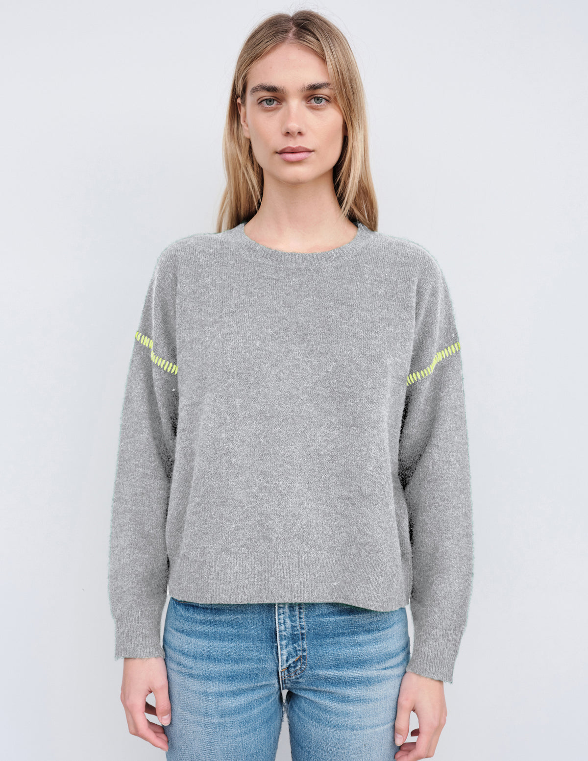 Sundry Oversized Sweater in Moonstone/Lime