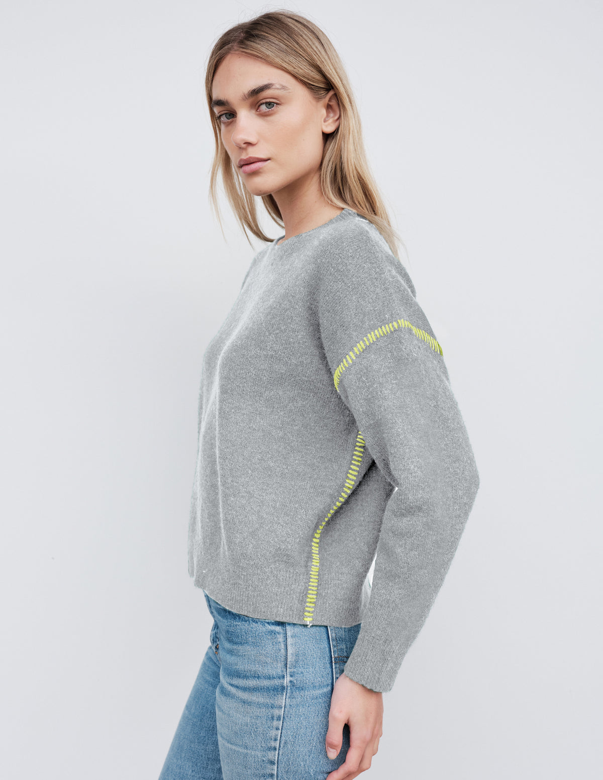 Sundry Oversized Sweater in Moonstone/Lime