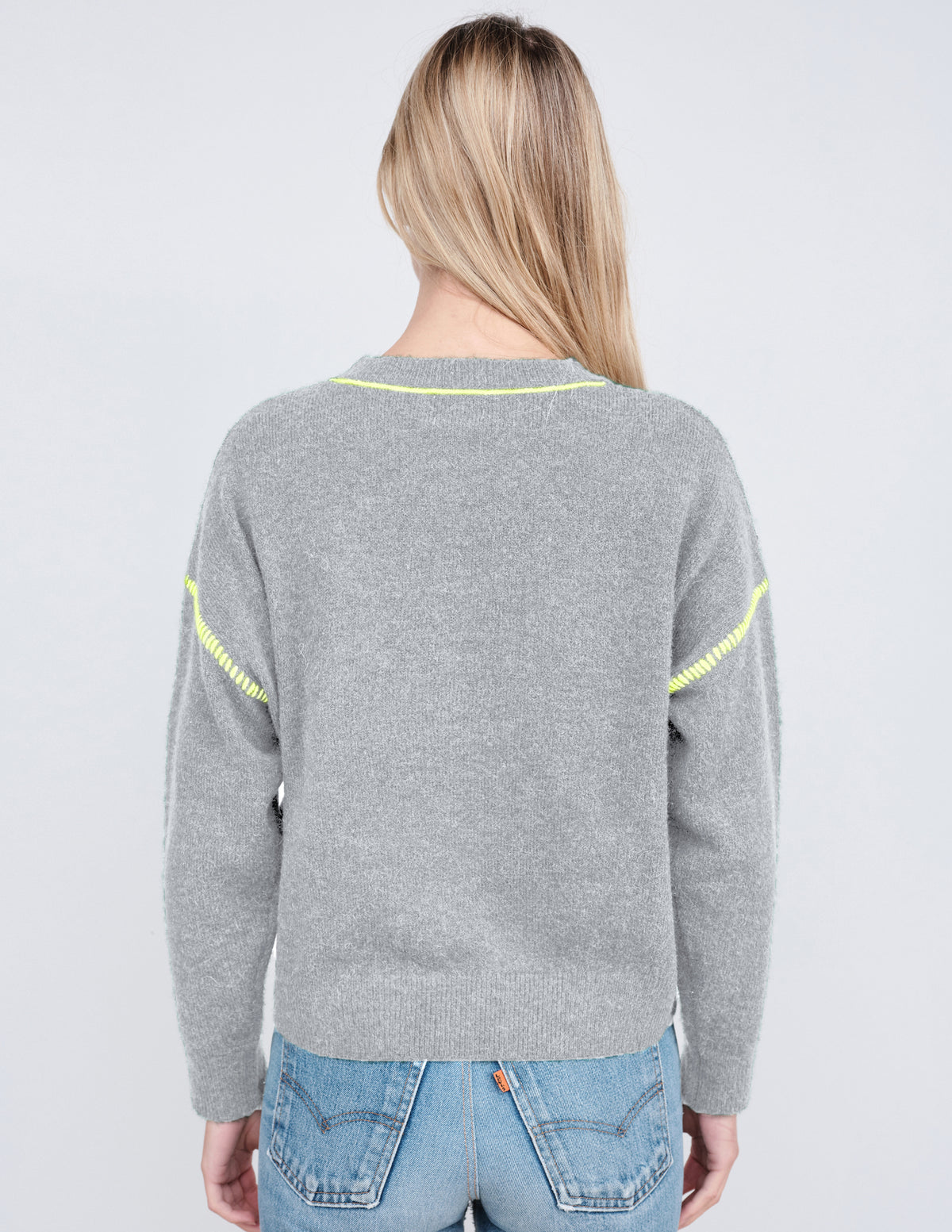Sundry Oversized Sweater in Moonstone/Lime