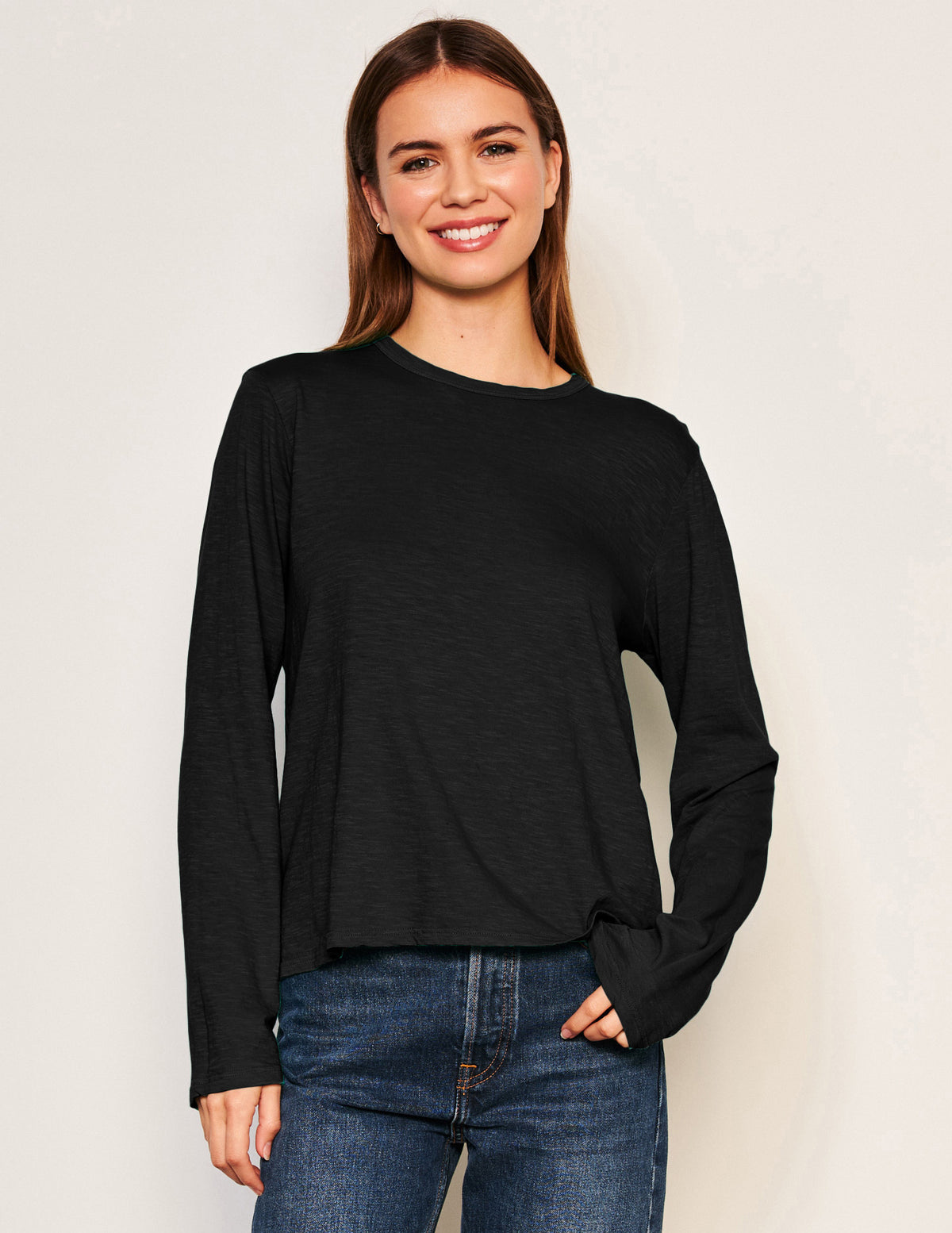 Sundry Long Sleeve Crew in Black