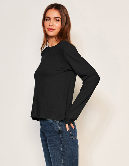 Sundry Long Sleeve Crew in Black