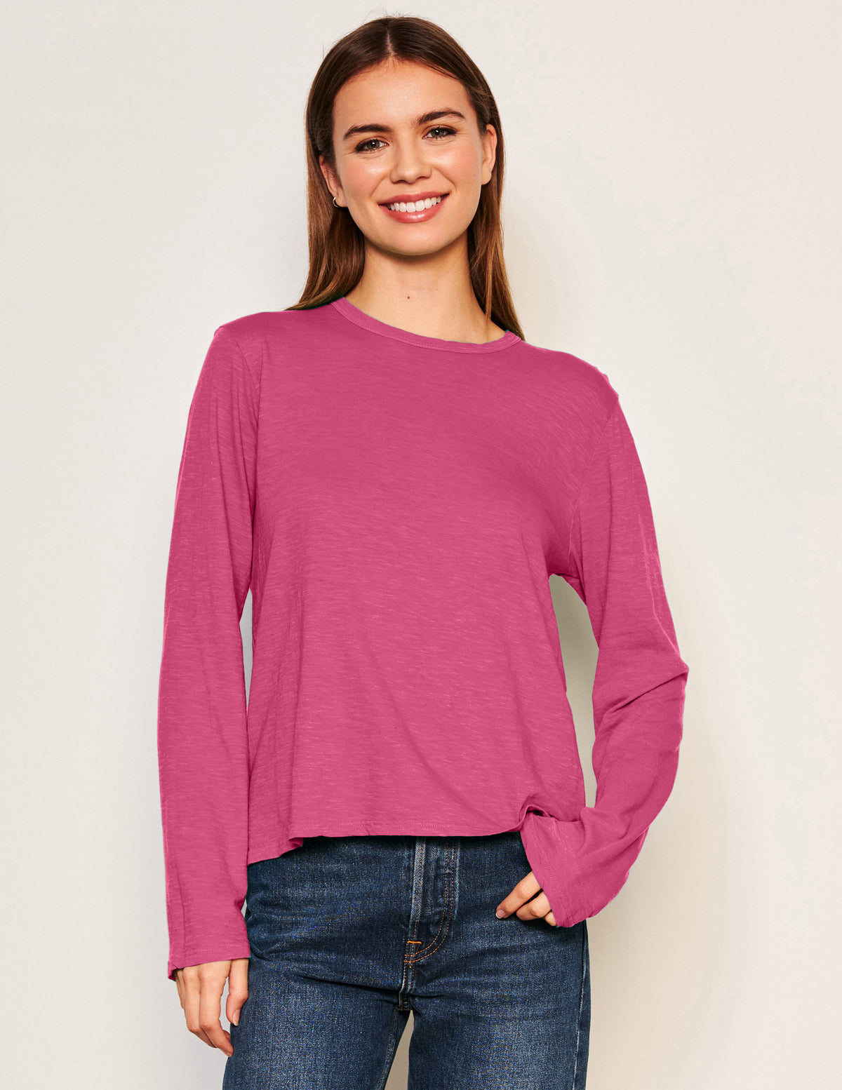Sundry Long Sleeve Crew in Cranberry