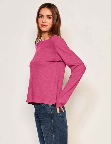 Sundry Long Sleeve Crew in Cranberry