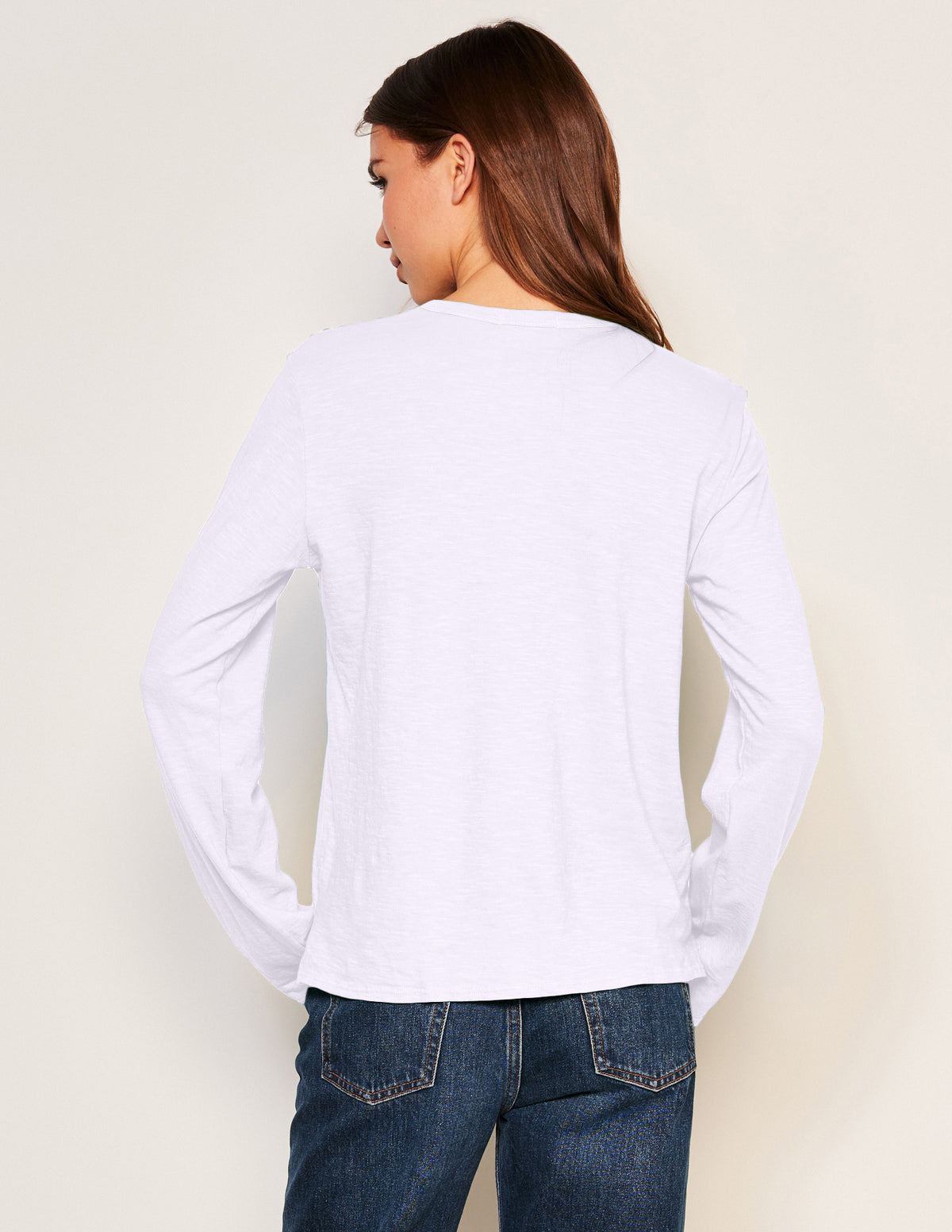 Sundry Long Sleeve Crew in Optic White