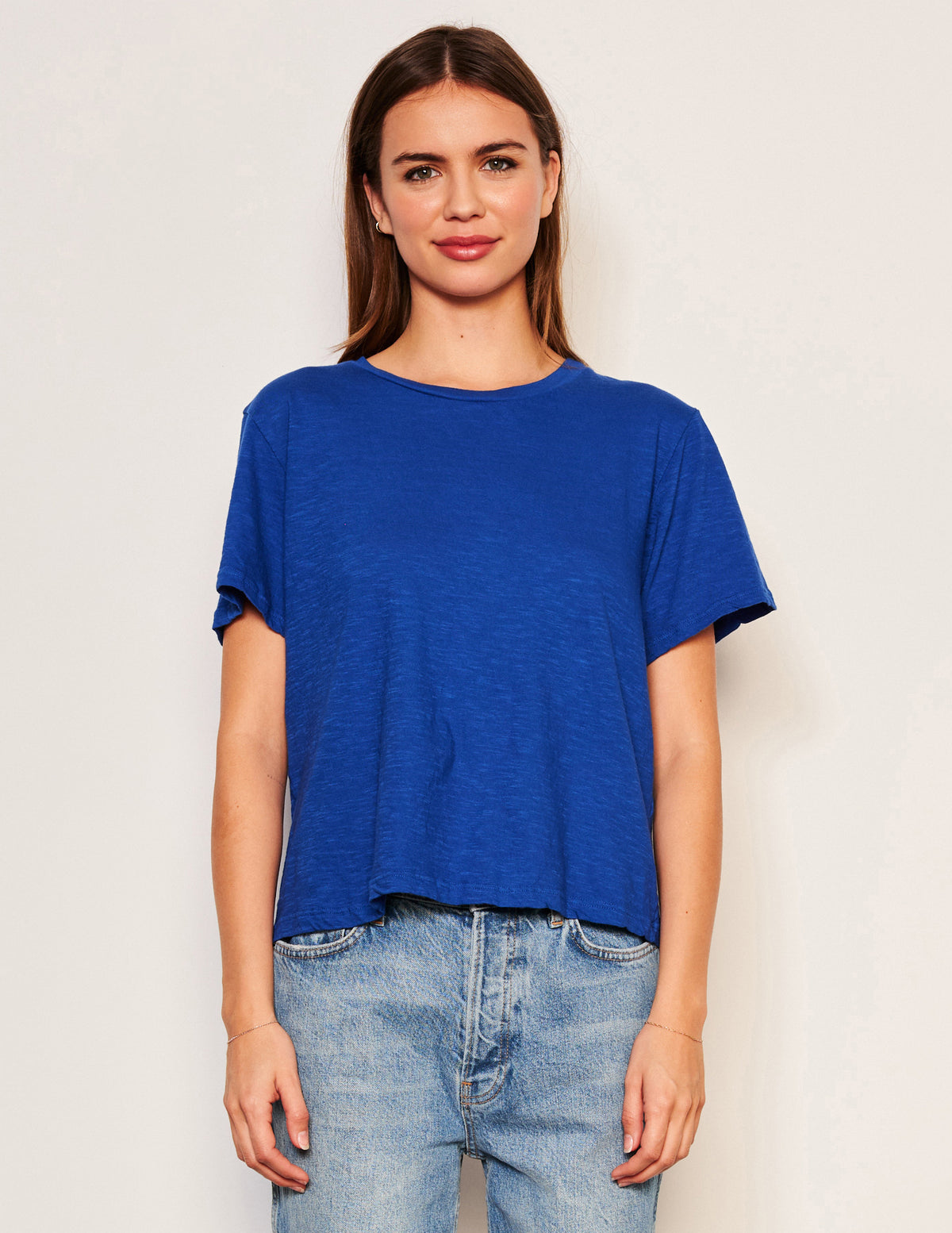 Sundry Crew Neck Tee in Symphony-3/4 front view