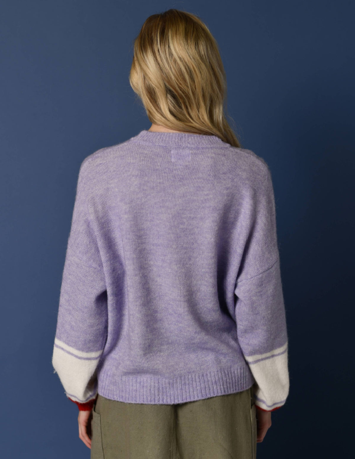Sundry Star Intarsia Sweater in Flare Red-back view