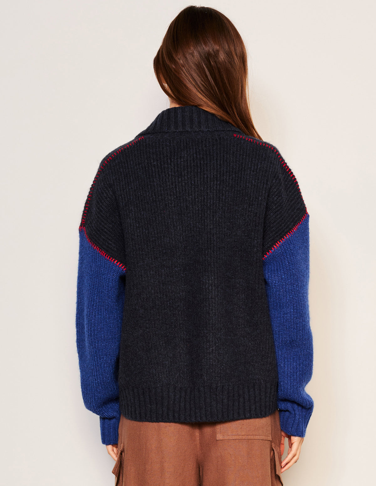 Sundry Shawl Collar Cardi in Deep N-back view