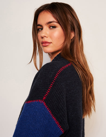 Sundry Shawl Collar Cardi in Deep N-front