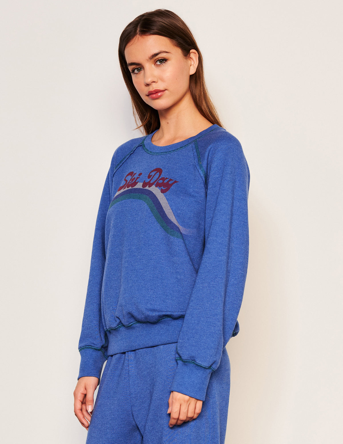 Sundry Ski Day Raglan Sweatshirt in Symphony-side view