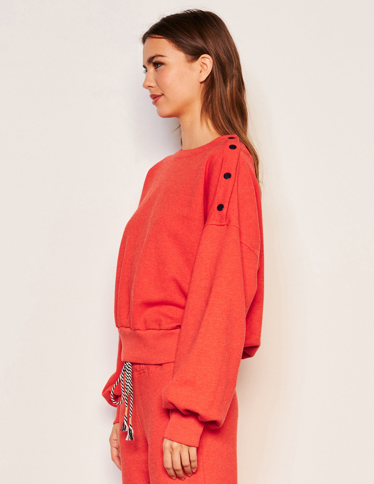 Sundry Snap Sweatshirt in Flare Red-side view