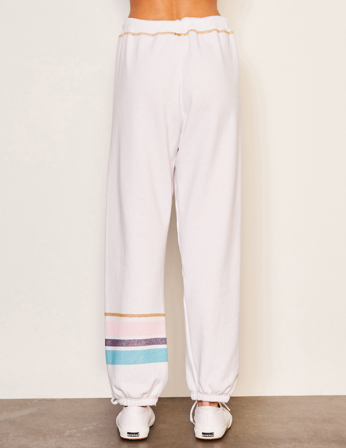 Sundry Jogger Stripe in Optic White-back view