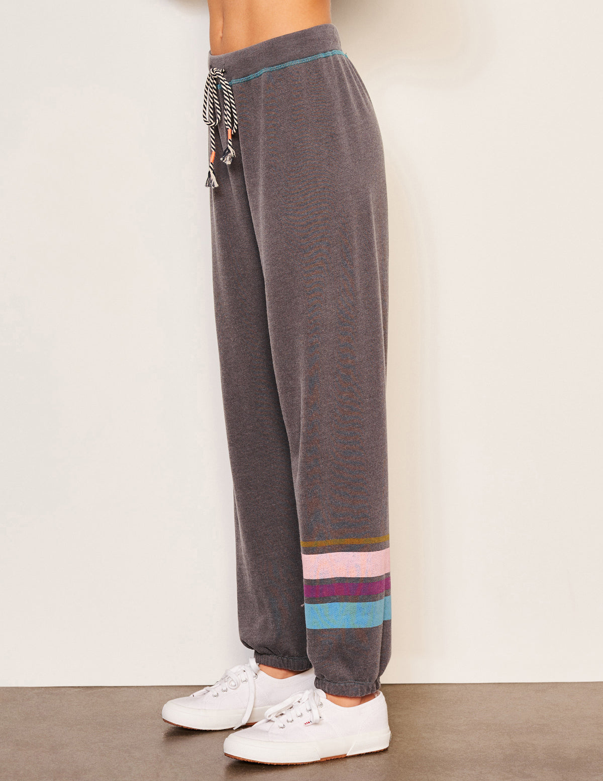 Sundry Jogger Stripe in Washed Black-side view