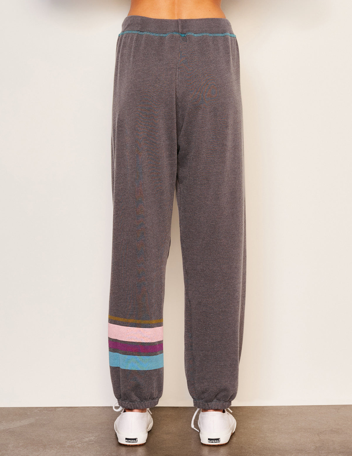 Sundry Jogger Stripe in Washed Black-back view