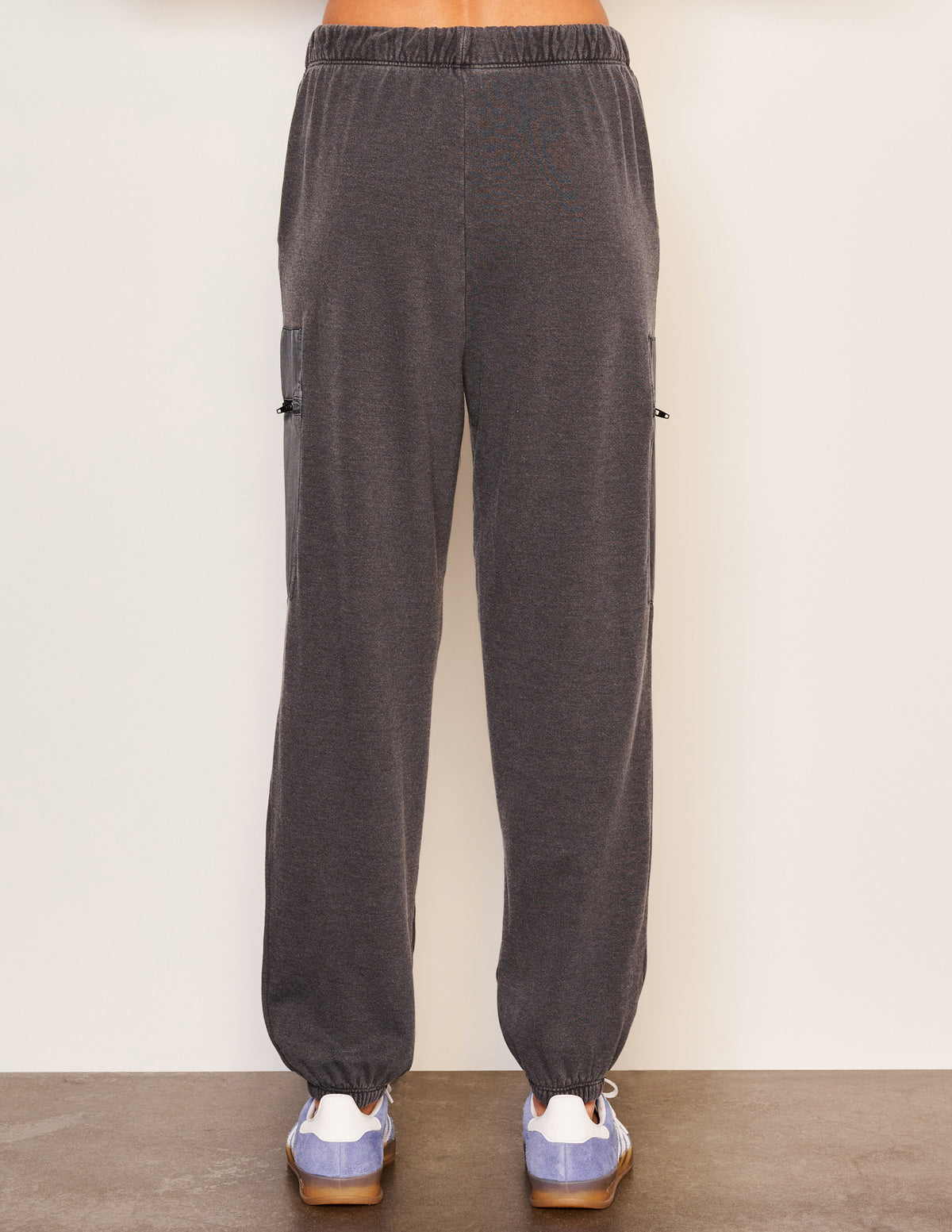 Sundry Mixed Media Cargo Pant in Washed Black-back view