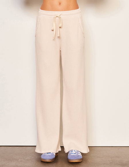 Sundry Thermal Wide Leg Pant in Oyster-front