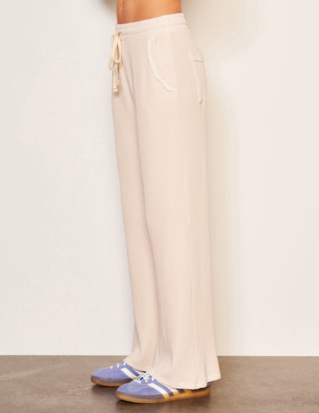 Sundry Thermal Wide Leg Pant in Oyster-front