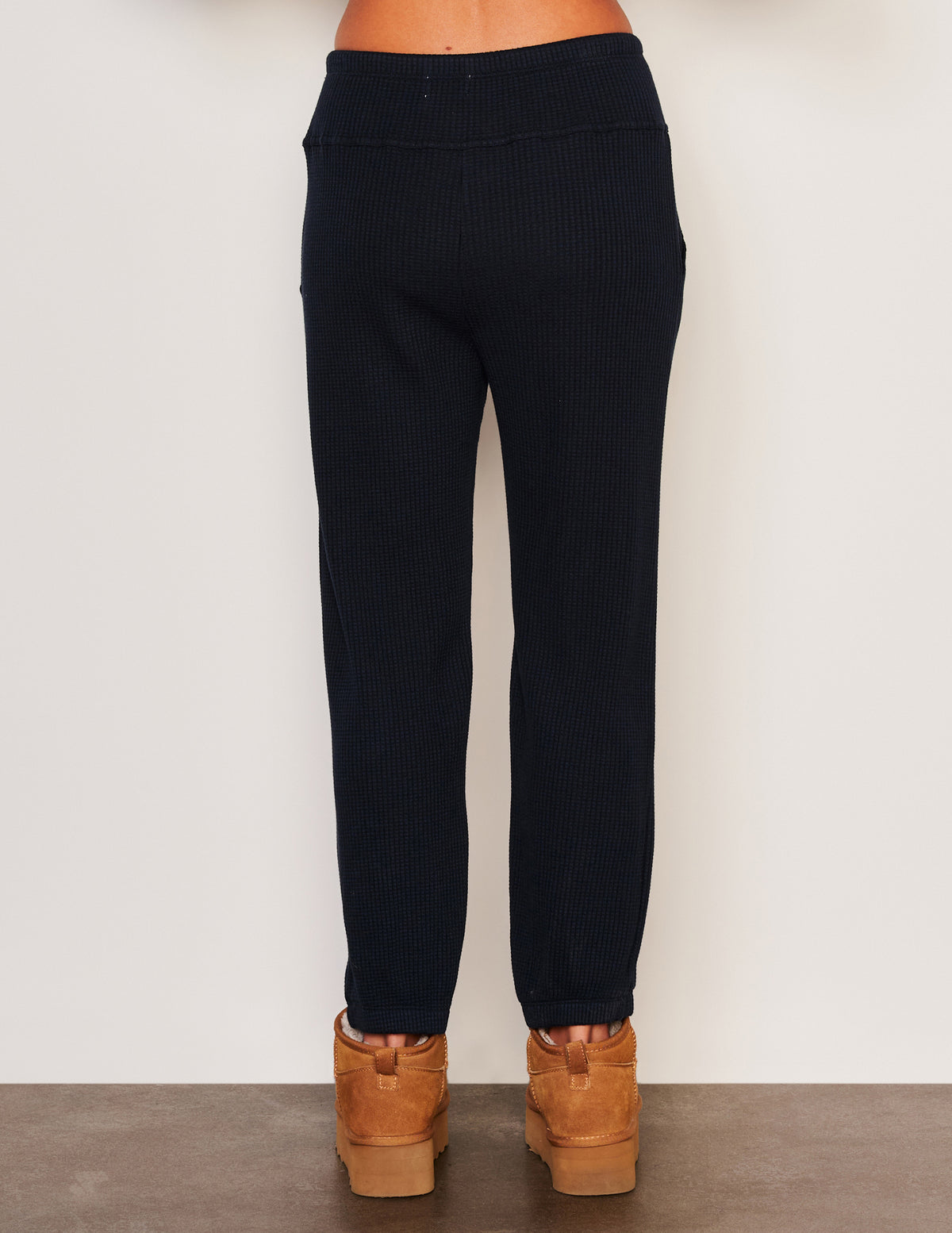 Sundry Rib Shirred Skirt in Deep Navy-back view