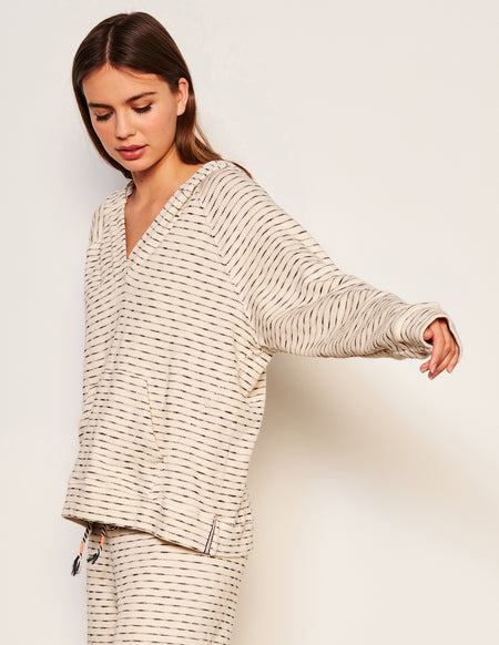 Sundry Pullover Hoodie in Oyster-model had hands in her pockets