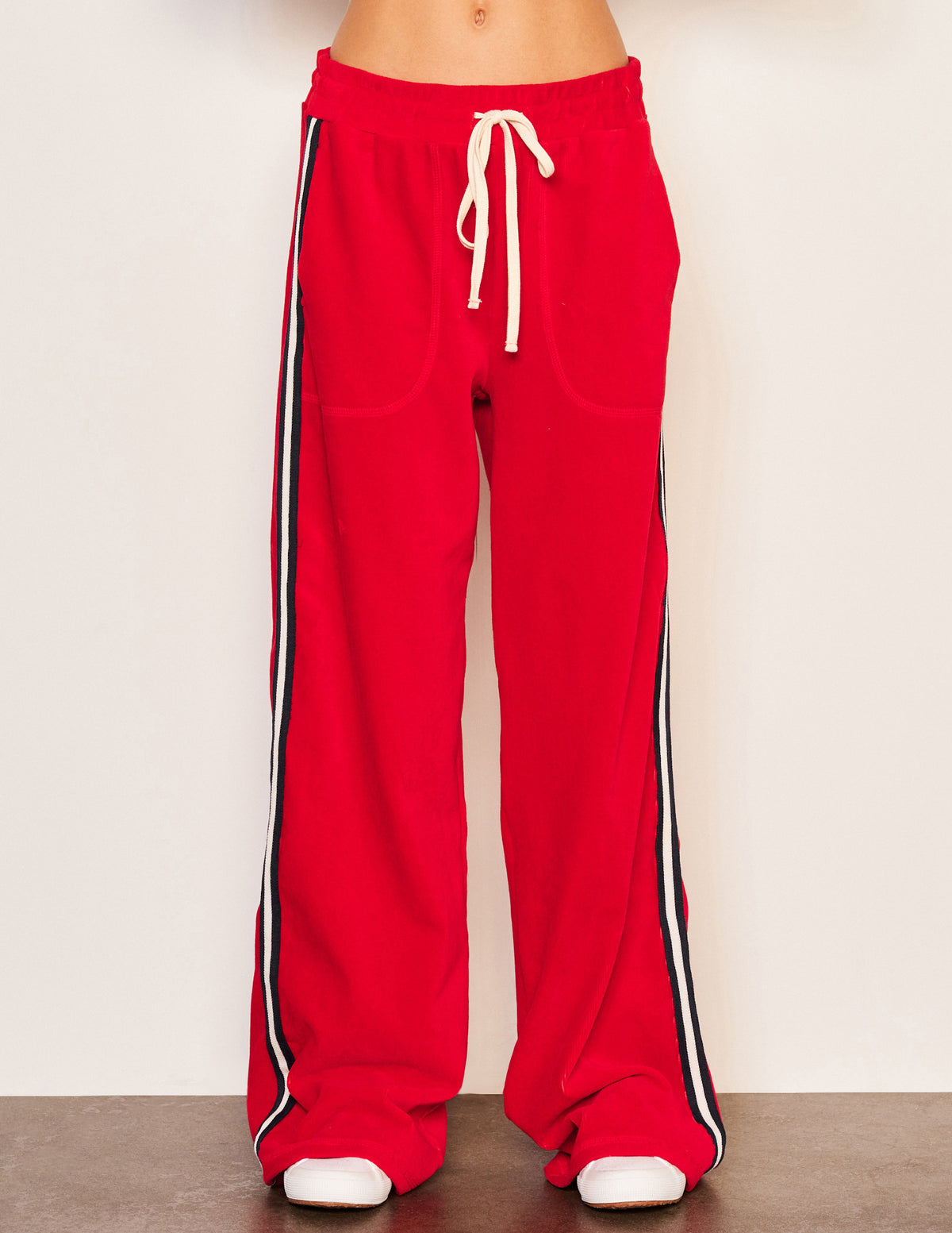 Sundry Relaxed Wide Leg Pant in Flare Red-3/4 front