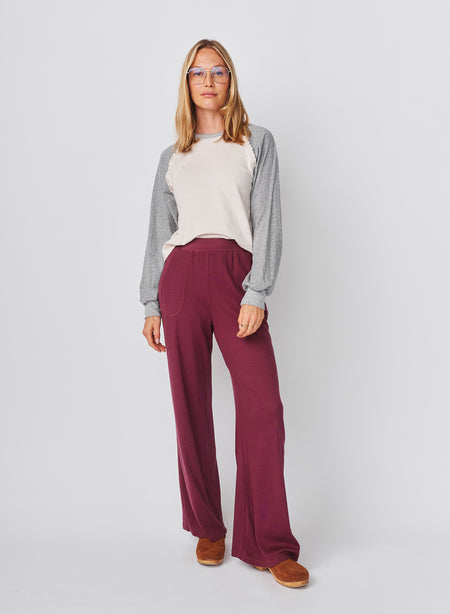 Sundry Lounge Flare Pant in Mulled Wine