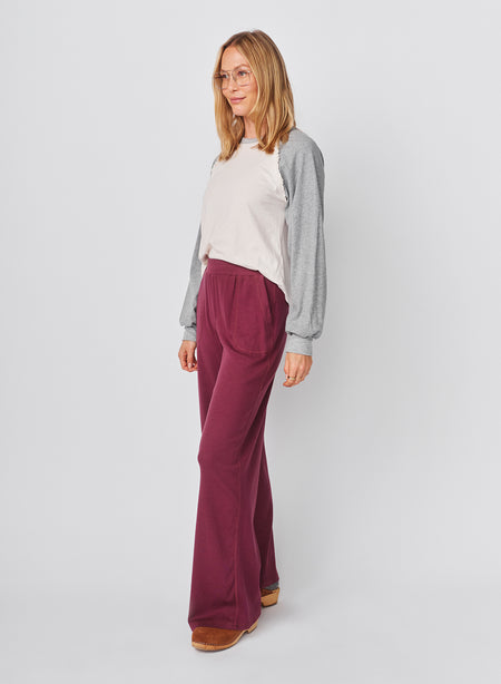 Sundry Lounge Flare Pant in Mulled Wine