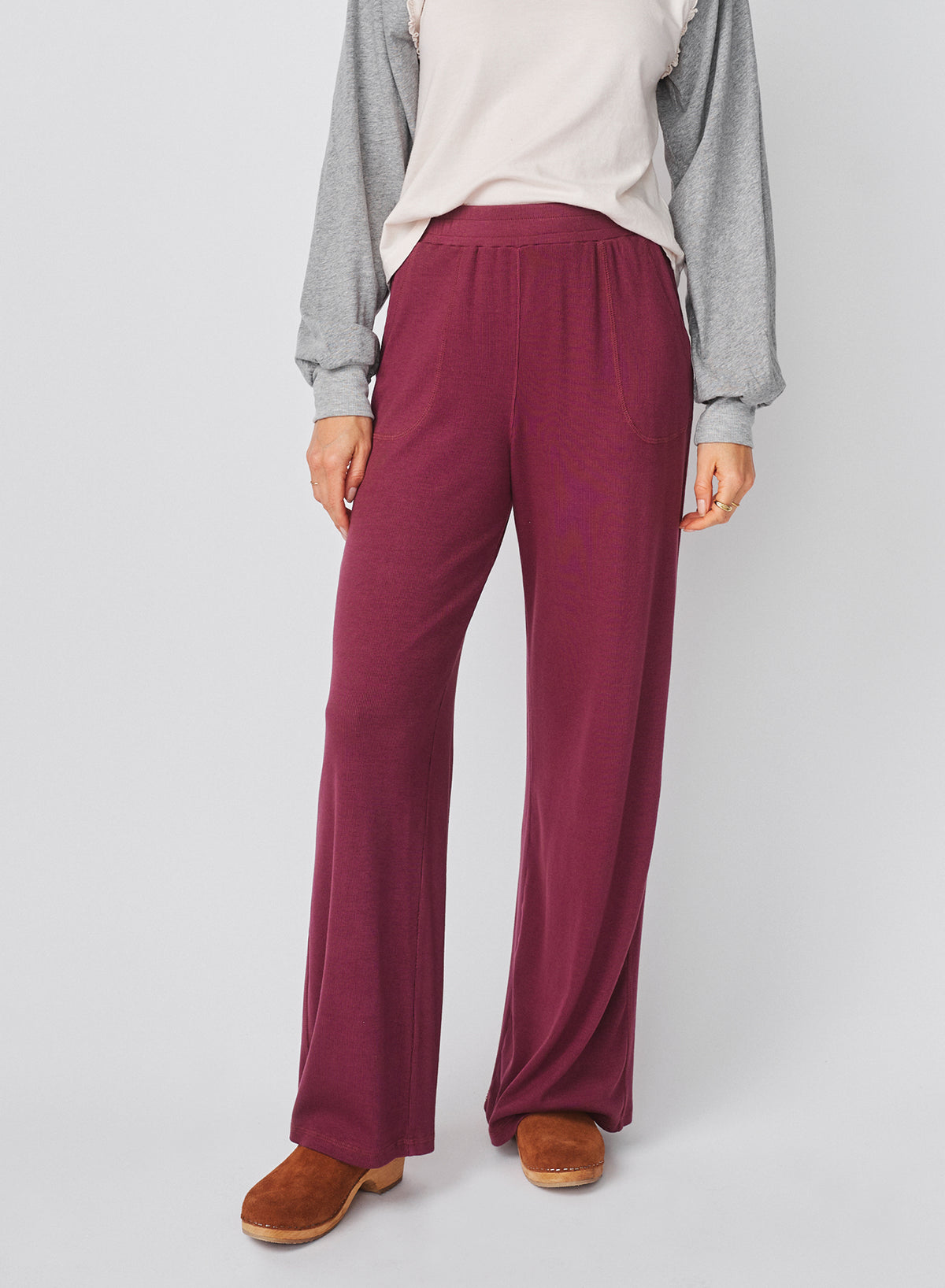 Sundry Lounge Flare Pant in Mulled Wine