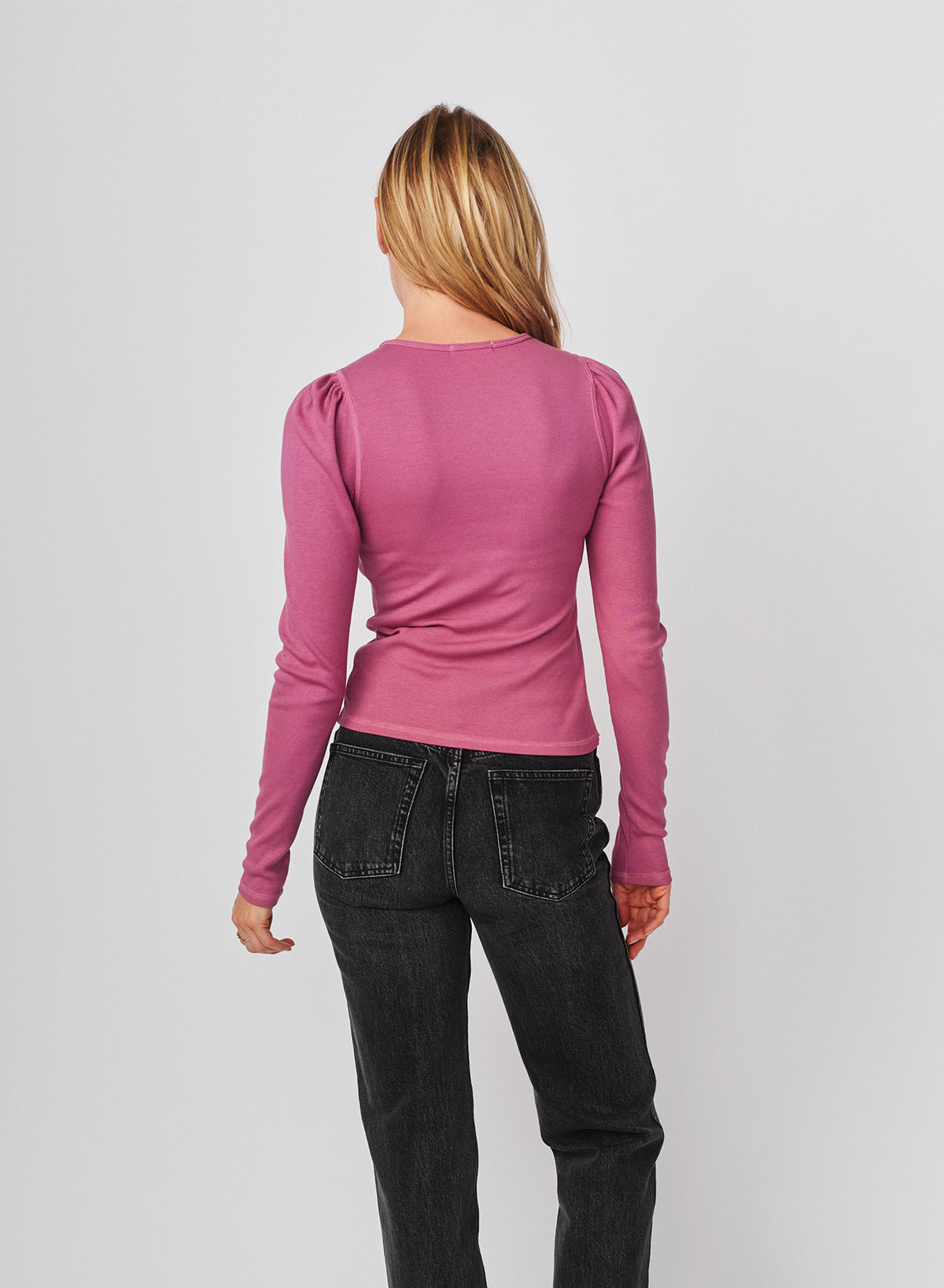 Sundry Puff Sleeve Top in Mauve