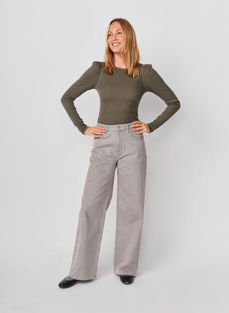 Sundry Puff Sleeve Top in Signature Green