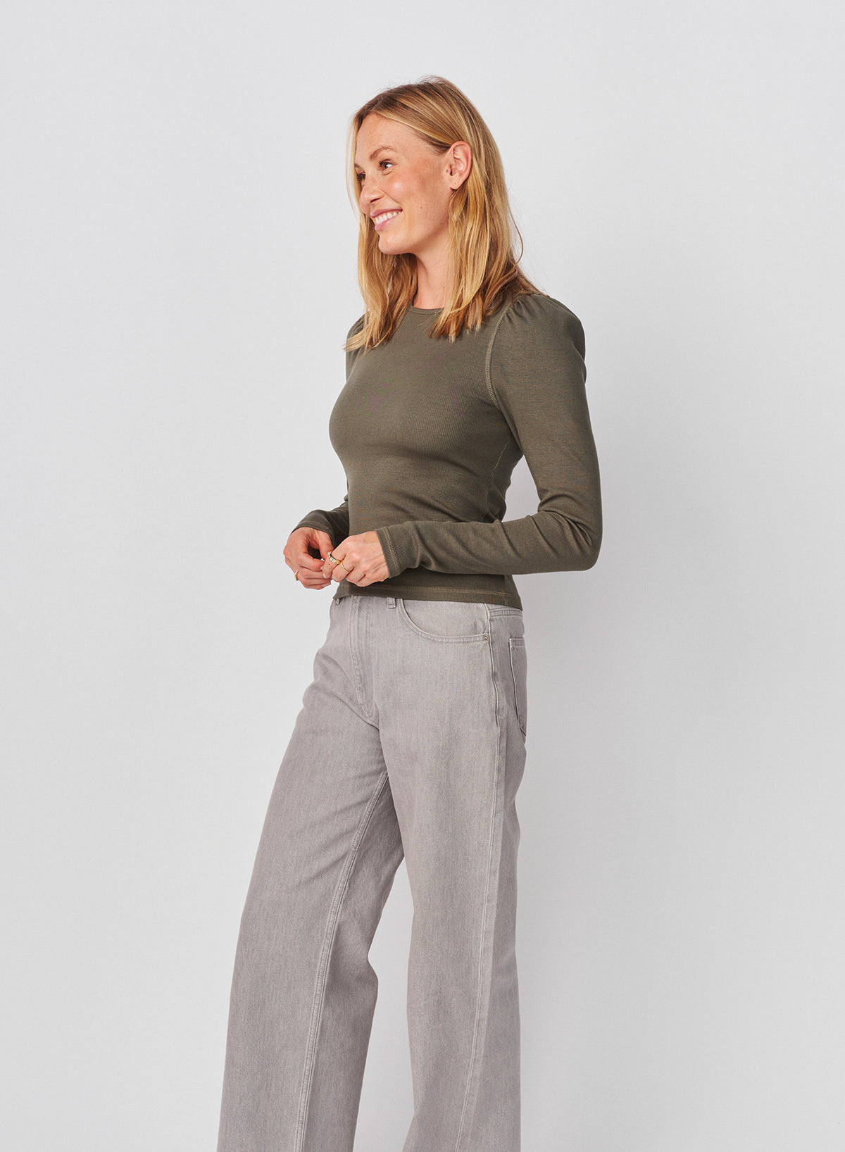 Sundry Puff Sleeve Top in Signature Green