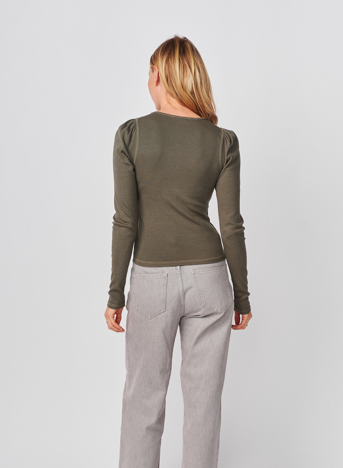 Sundry Puff Sleeve Top in Signature Green