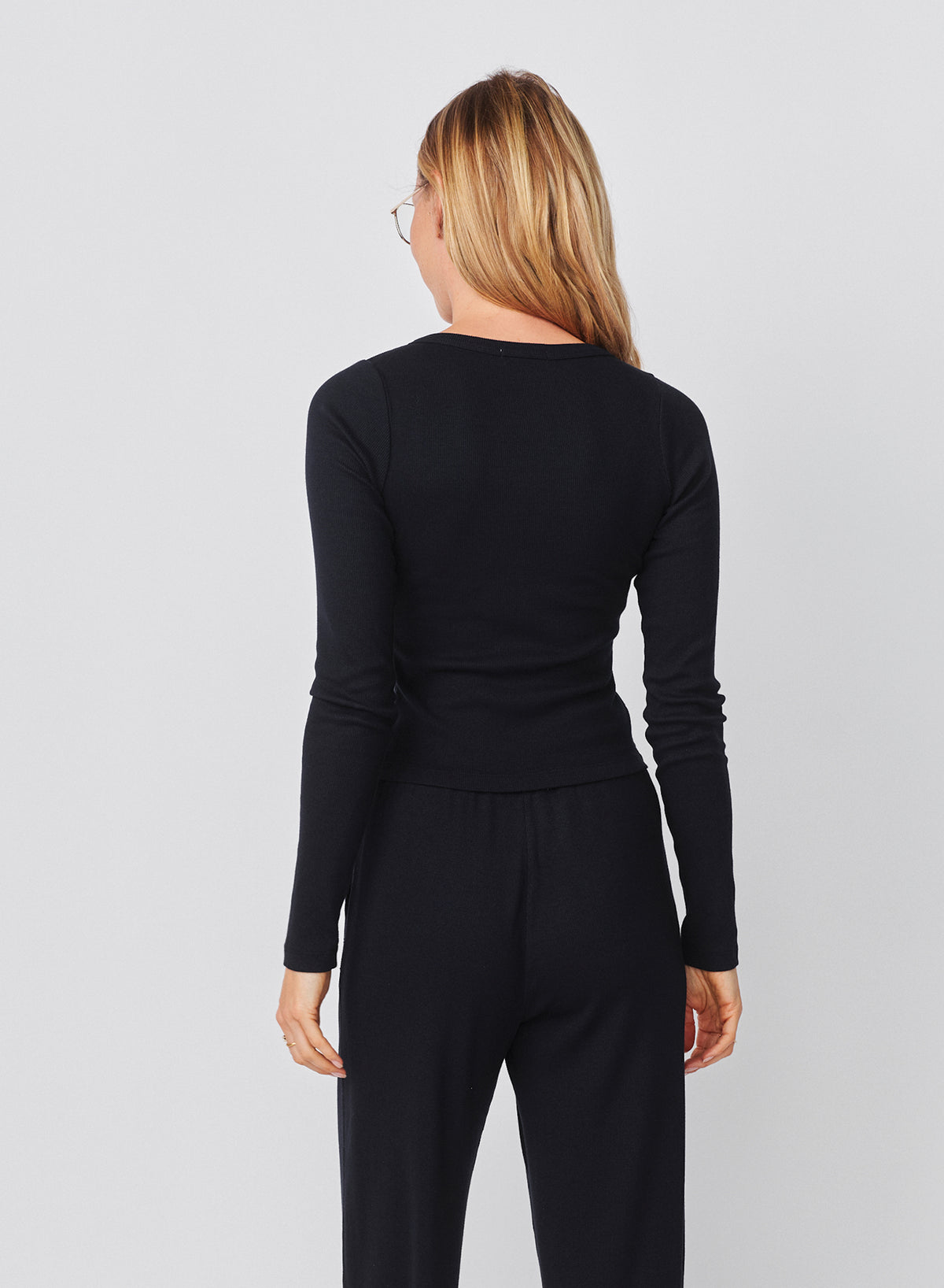 Sundry Long Sleeve Button Down Top in Deep Navy