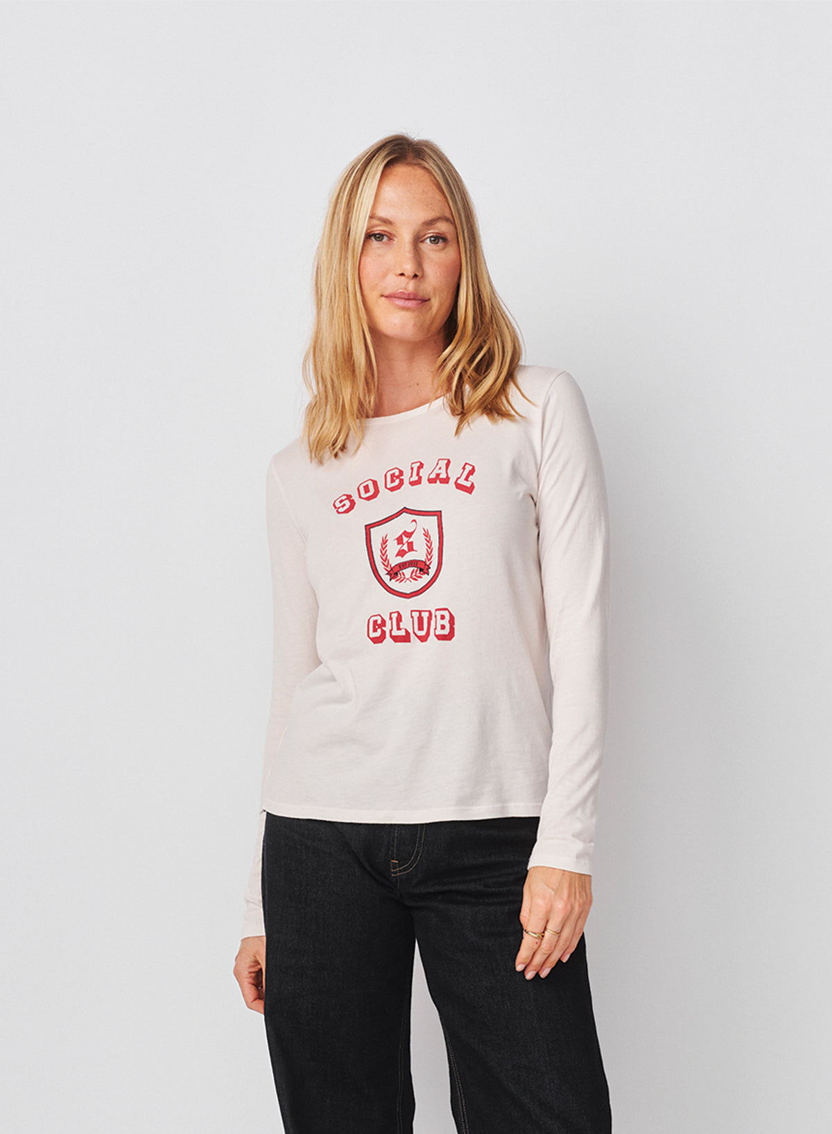 Sundry Social Club Long Sleeve Crew in Oyster