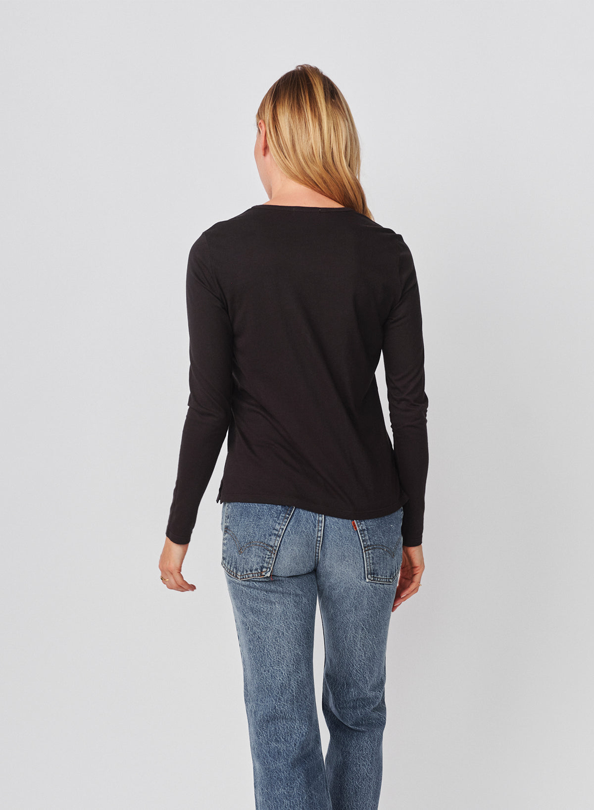 Sundry Social Club Long Sleeve Crew in Washed Black
