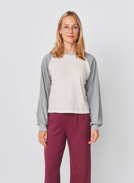 Sundy Ruffle Baseball Tee in Oyster